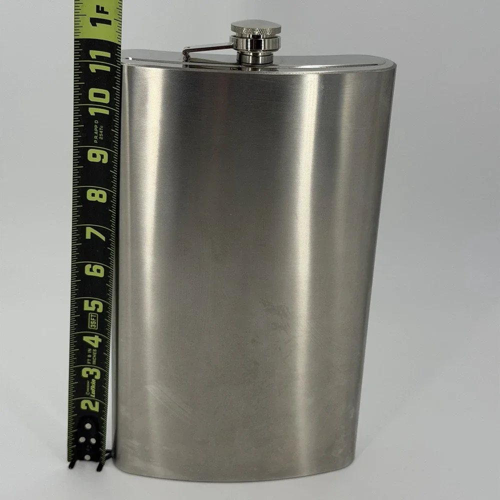 Jumbo 60oz Stainless Steel Flask Large Oversized Liquor Container Screw Cap